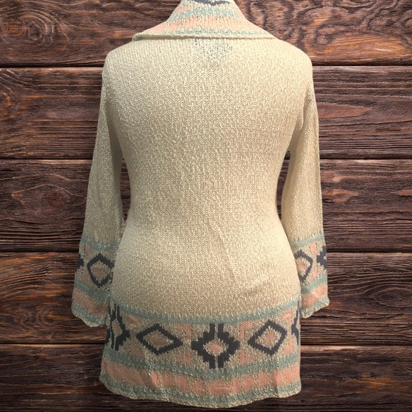 93  BLUE B COLLECTION - Soft Knit Open Cardigan with Aztec Border design - Picture 3 of 8
